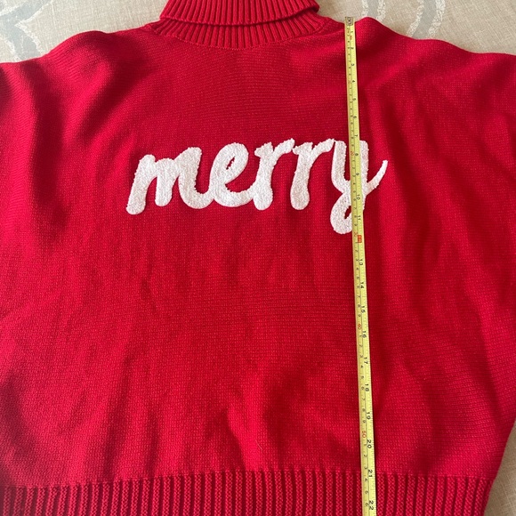 Red Turtleneck Sweater with 'Merry' Embroidery FREE SHIPPING - Picture 2 of 4
